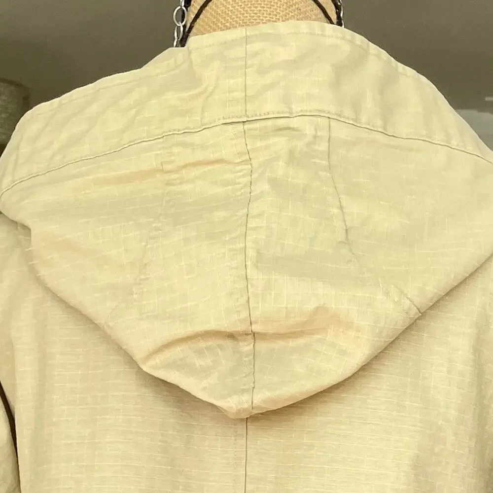 EDDIE BAUER men's jacket - lightweight beige hoodie size S- SMALL (oversized)